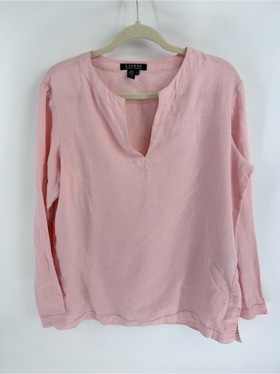 Ralph Lauren Tops - Lauren Ralph Lauren Pink Linen Split-Neck - Large